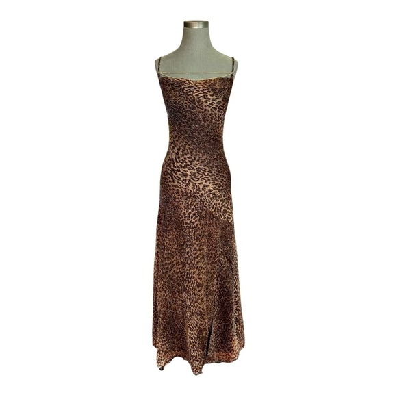 Vintage Newport News EASY STYLED Leopard-Print Chiffon Maxi Dress NWT Size 4 - Picture 1 of 6